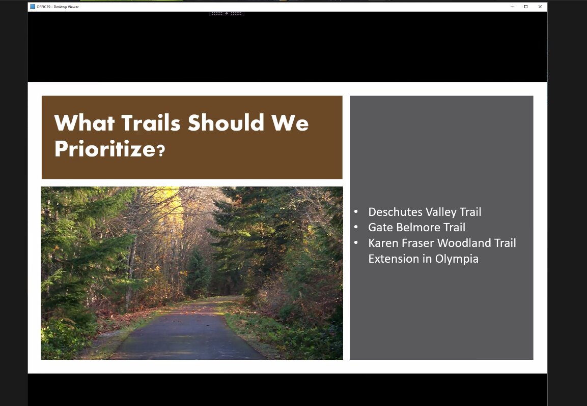 Katrina Van Every of Thurston Regional Planning Council briefed the Technical Advisory Committee on the regional trails plan survey on Thursday, November 2, 2023.